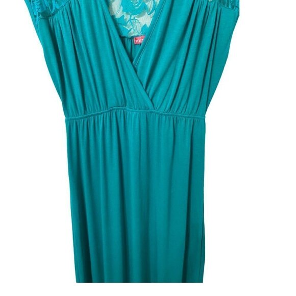 Mix & Co Buttery Soft Stretchy Lace Knit Maxi Teal Aqua Marine Dress Size Small - Picture 6 of 9
